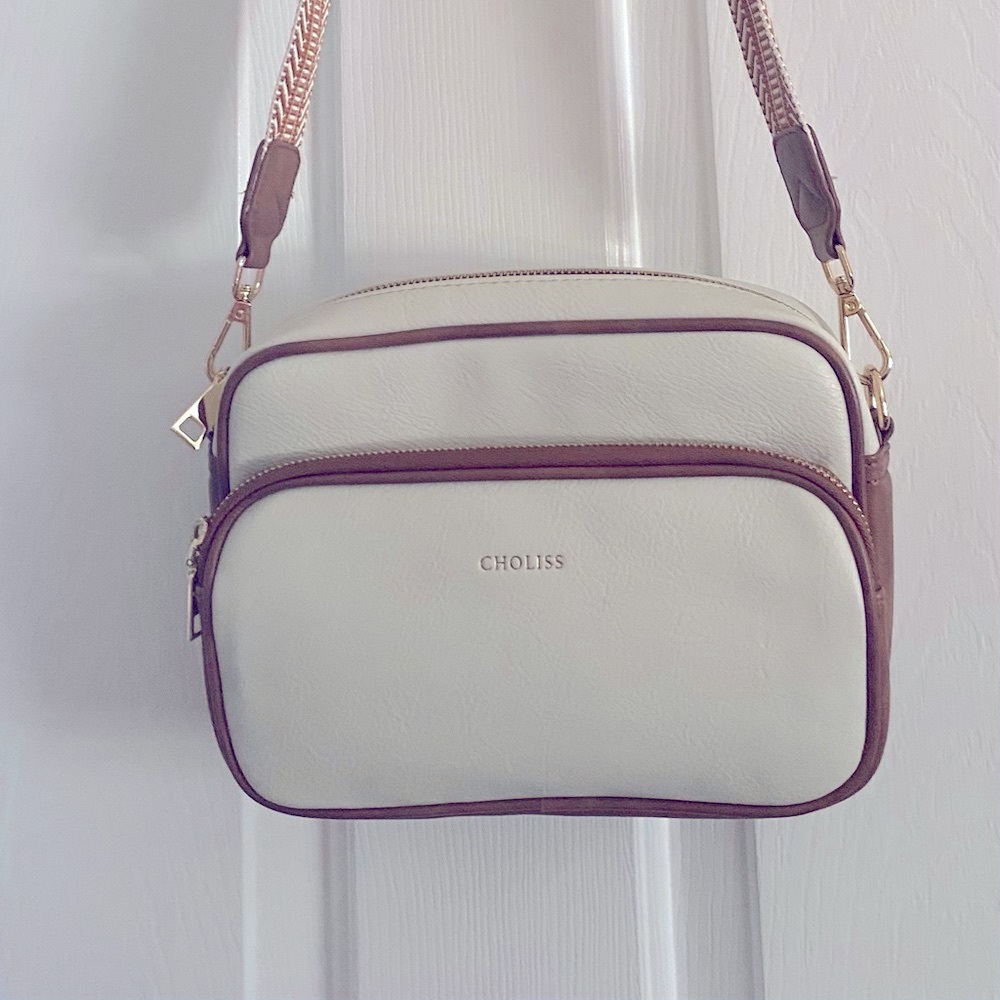 Cream and Brown Women's Bag